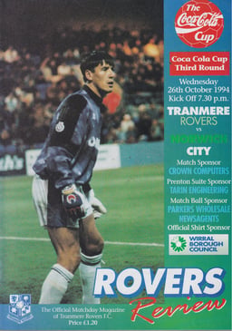 Tranmere Rovers v Norwich City Match Programme 1994-10-26